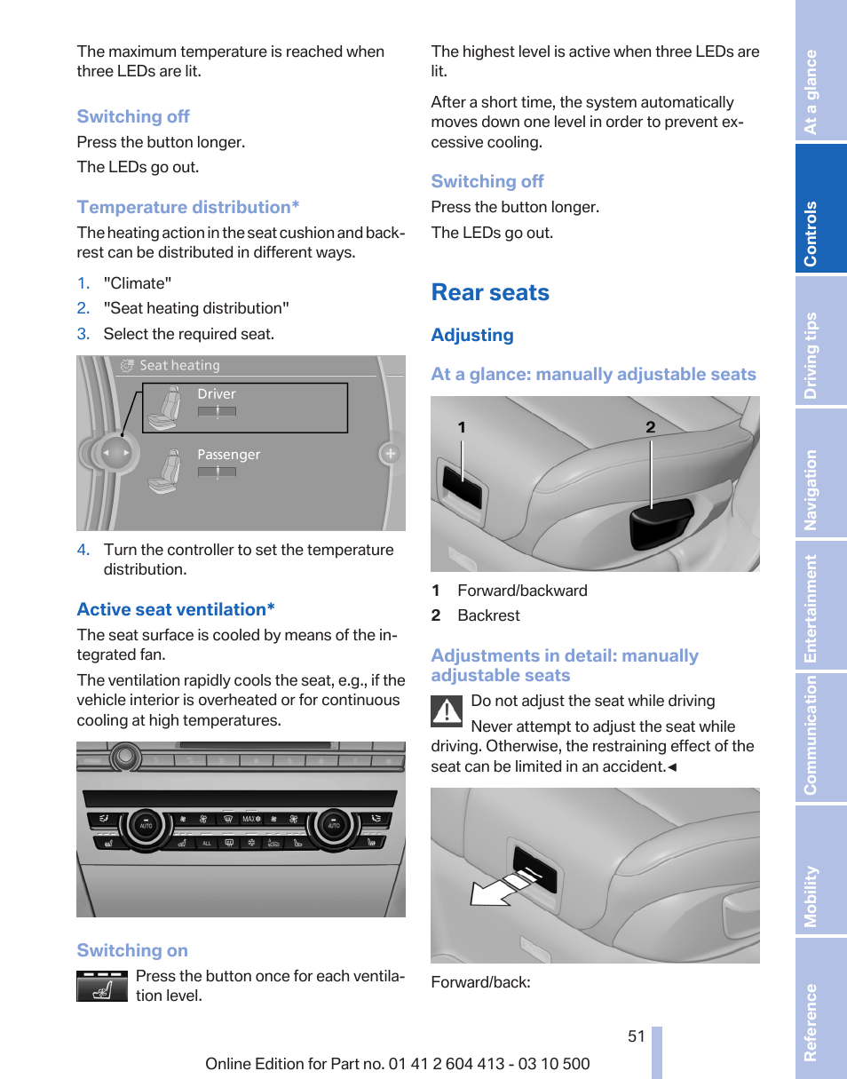 Rear seats | BMW 550i xDrive Gran Turismo 2010 User Manual | Page 51 / 277