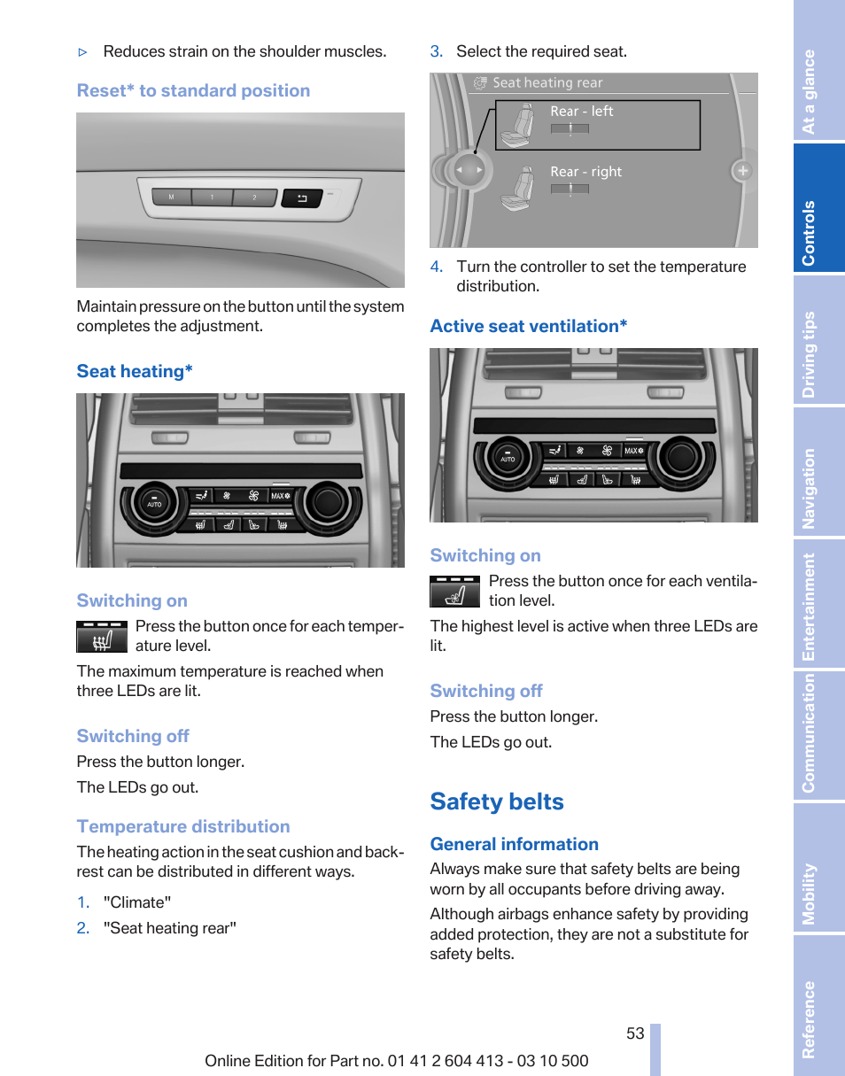 Safety belts | BMW 550i xDrive Gran Turismo 2010 User Manual | Page 53 / 277