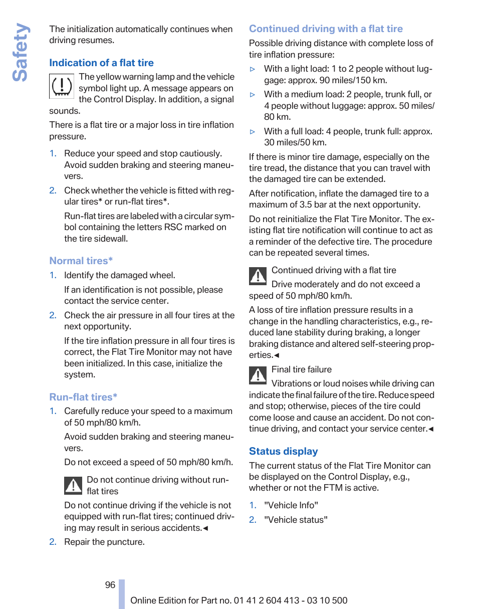 Safety | BMW 550i xDrive Gran Turismo 2010 User Manual | Page 96 / 277