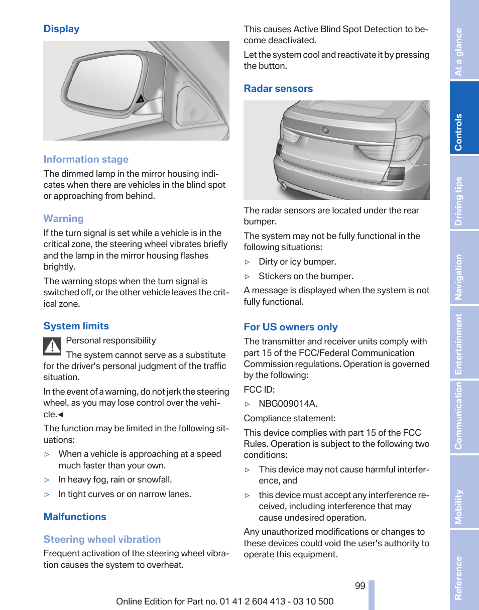 BMW 550i xDrive Gran Turismo 2010 User Manual | Page 99 / 277