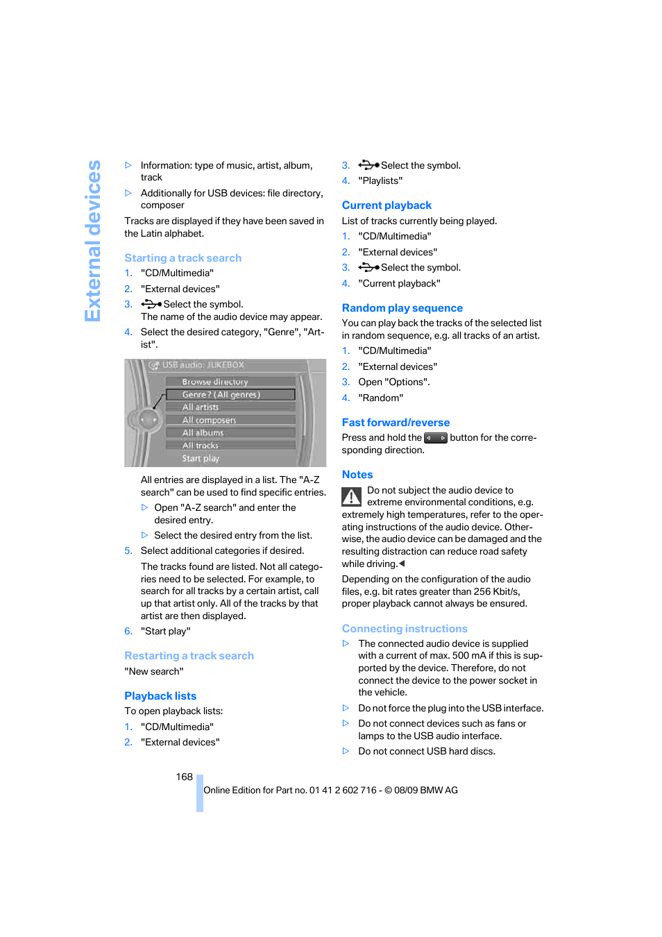 Ext e rn al de vice s | BMW 650i Convertible 2010 User Manual | Page 170 / 252