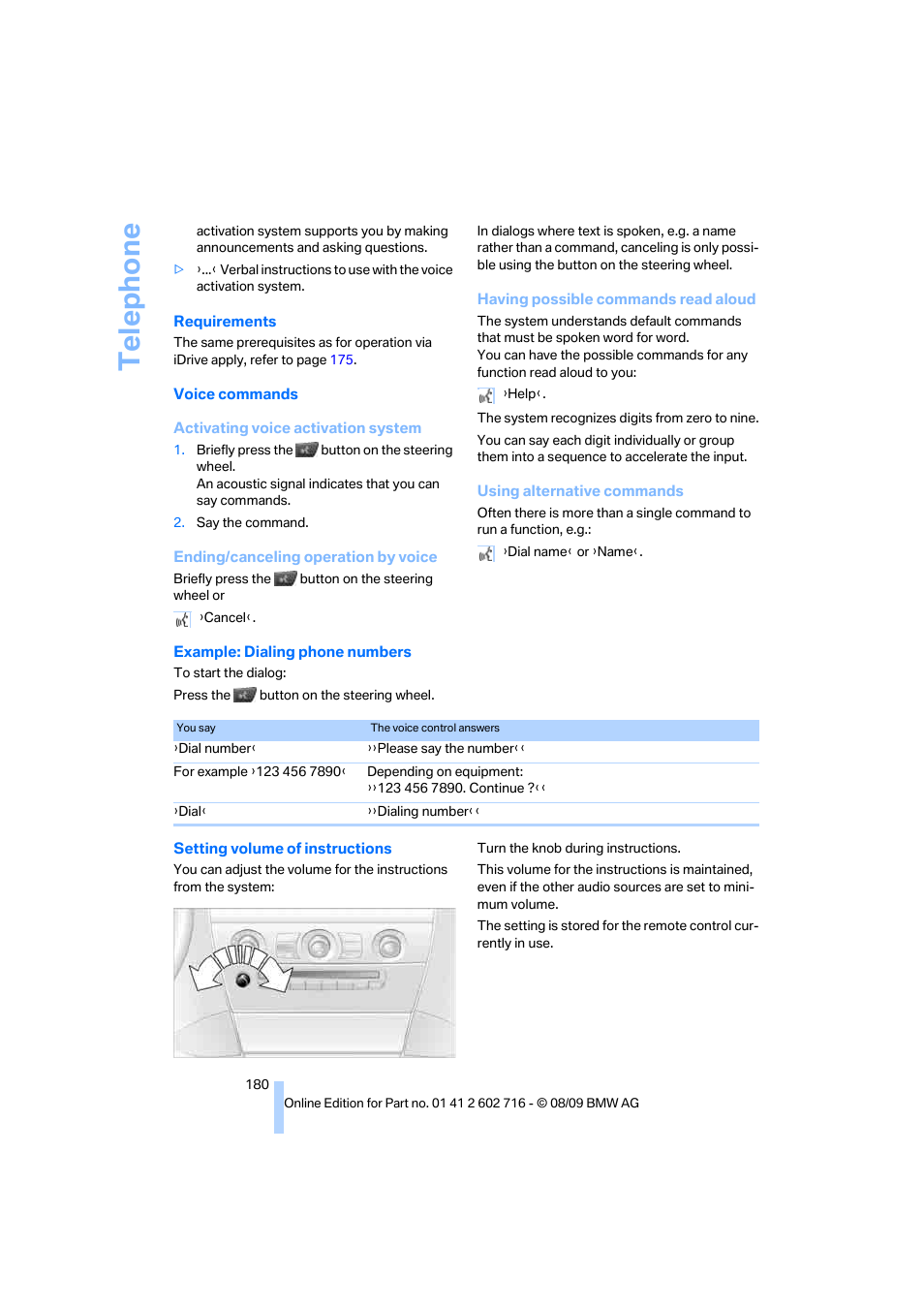 Telephone | BMW 650i Convertible 2010 User Manual | Page 182 / 252