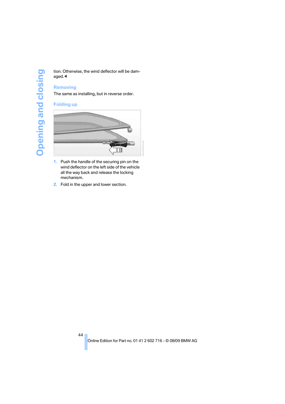 Opening and closing | BMW 650i Convertible 2010 User Manual | Page 46 / 252