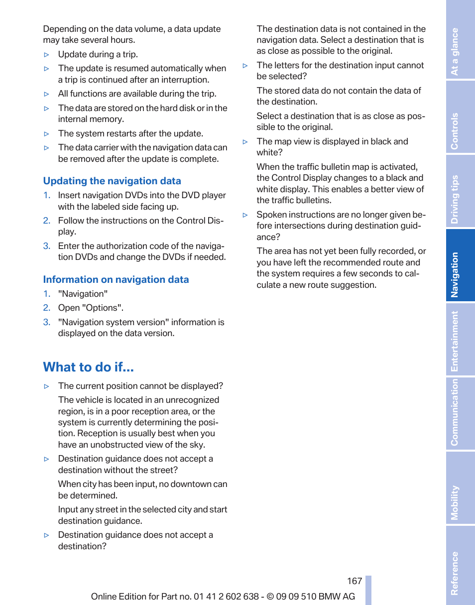 What to do if | BMW 760Li Sedan 2010 User Manual | Page 167 / 280