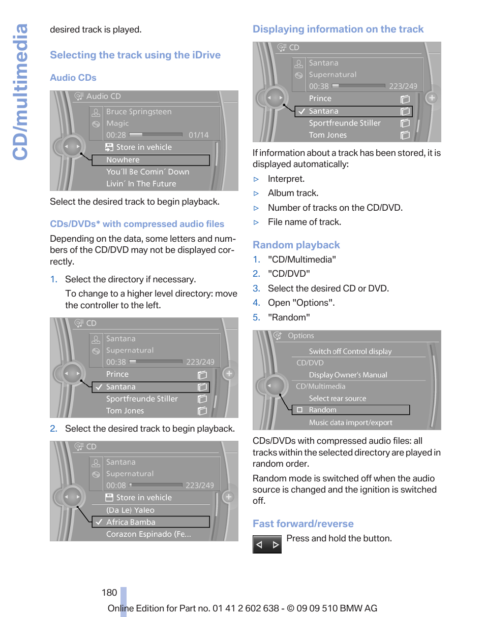 Cd/multimedia | BMW 760Li Sedan 2010 User Manual | Page 180 / 280