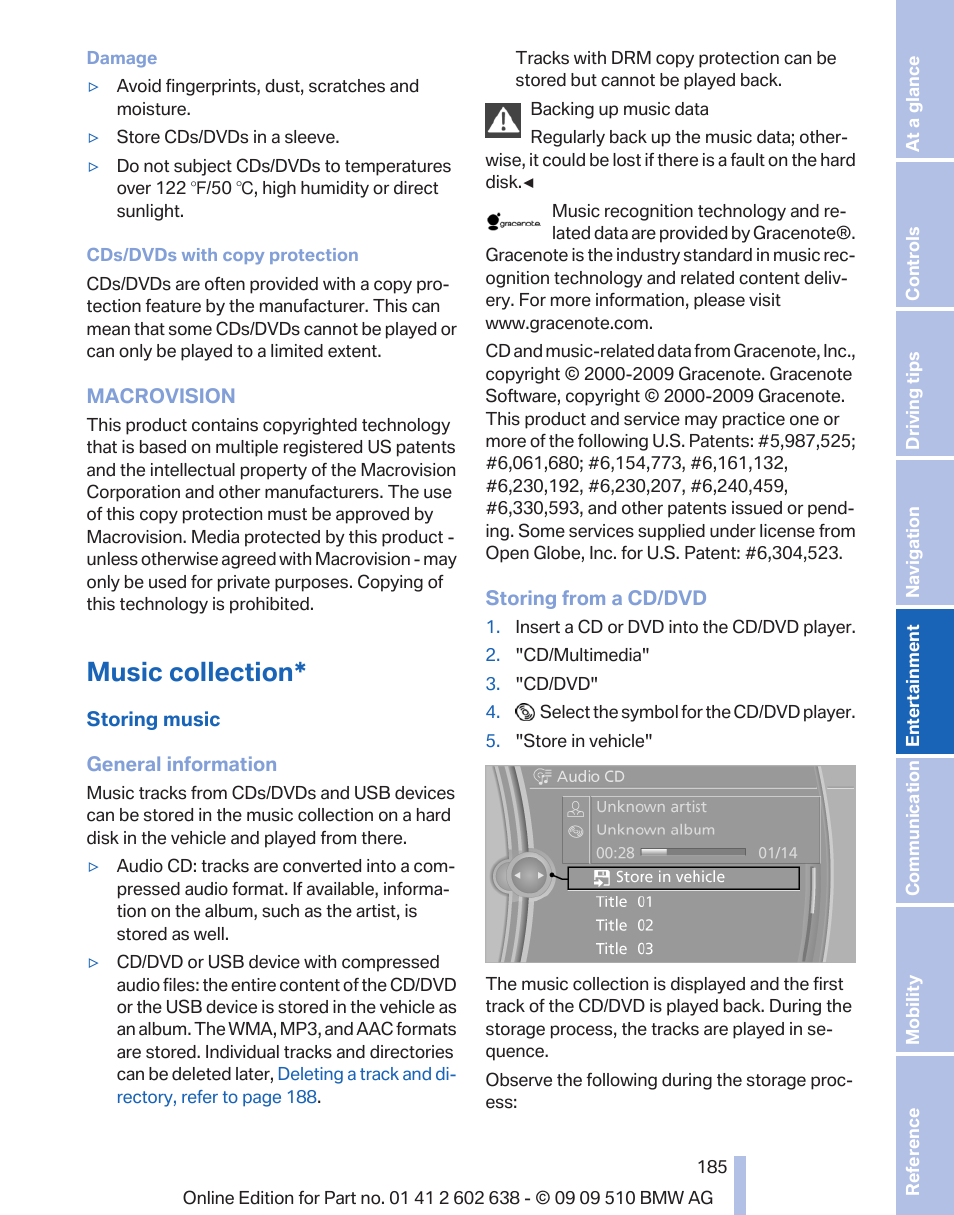 Music collection | BMW 760Li Sedan 2010 User Manual | Page 185 / 280