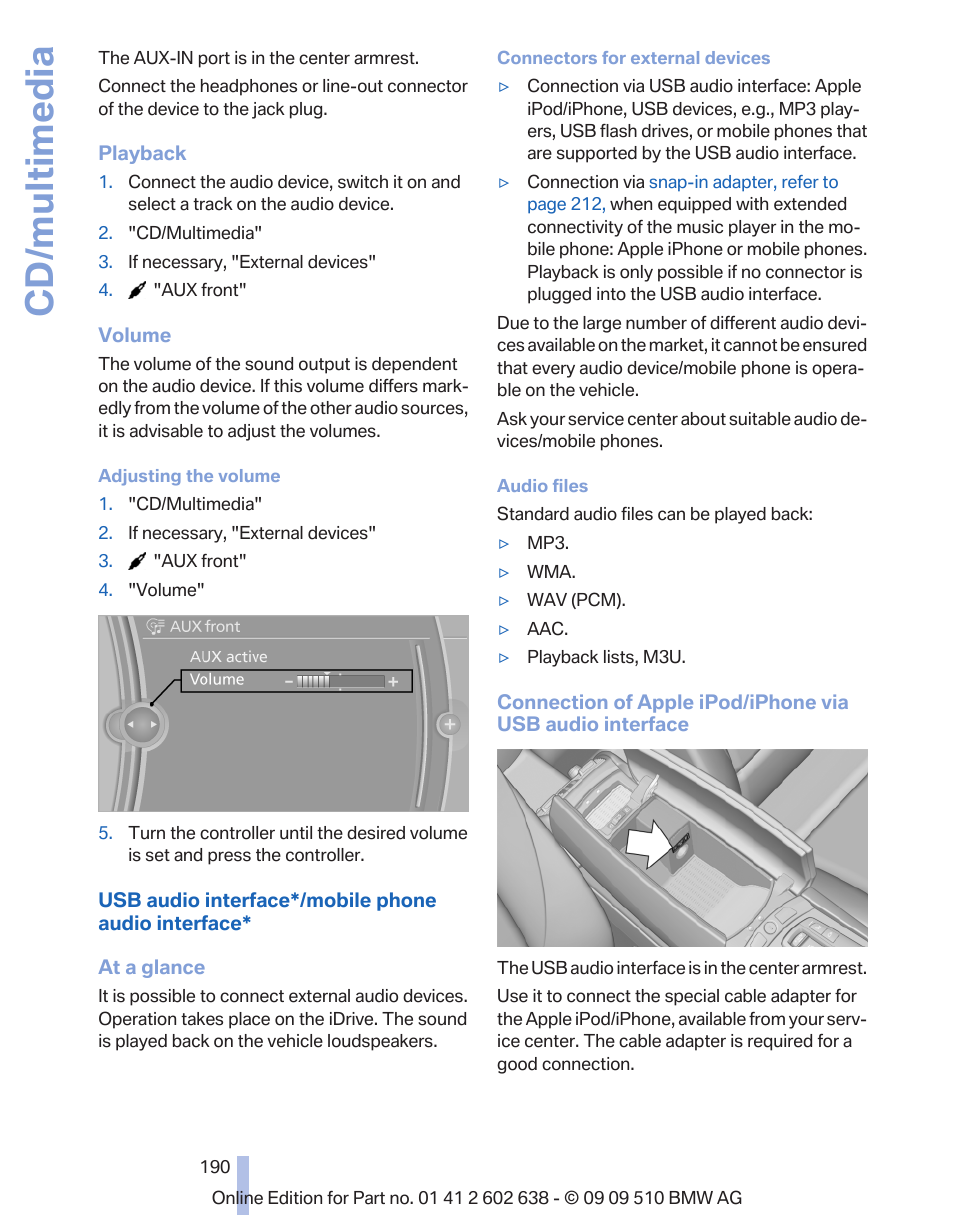 Cd/multimedia | BMW 760Li Sedan 2010 User Manual | Page 190 / 280