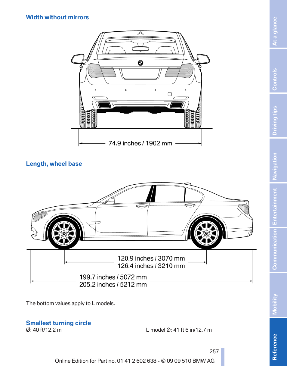 BMW 760Li Sedan 2010 User Manual | Page 257 / 280