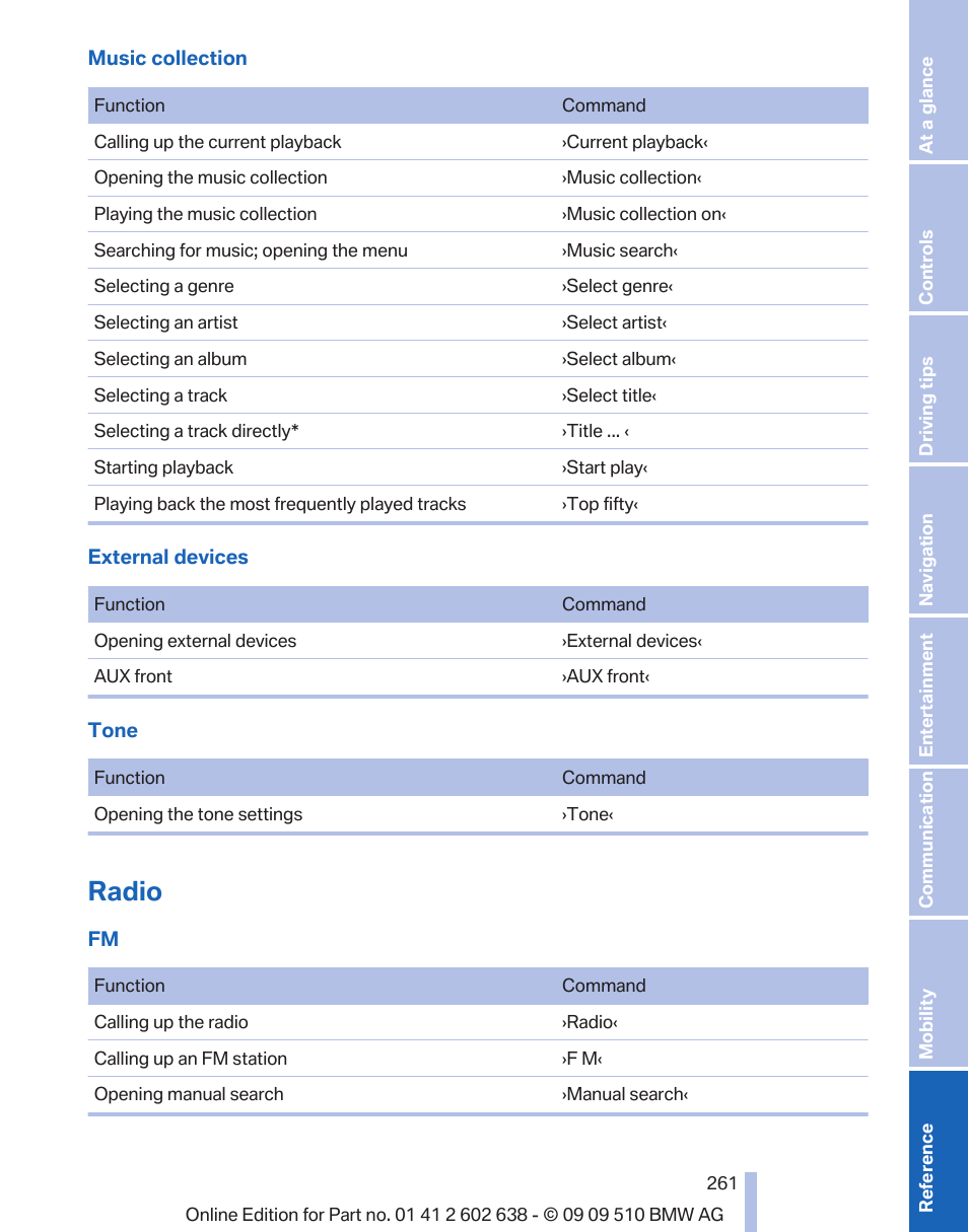 Radio | BMW 760Li Sedan 2010 User Manual | Page 261 / 280