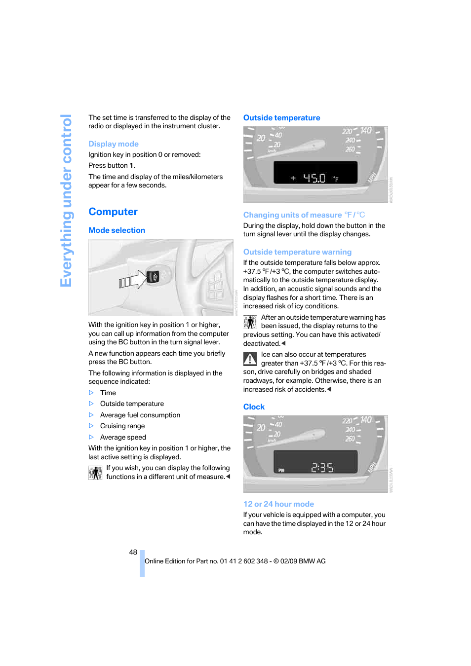 Computer, Everything under control | BMW X3 xDrive30i 2010 User Manual | Page 50 / 144