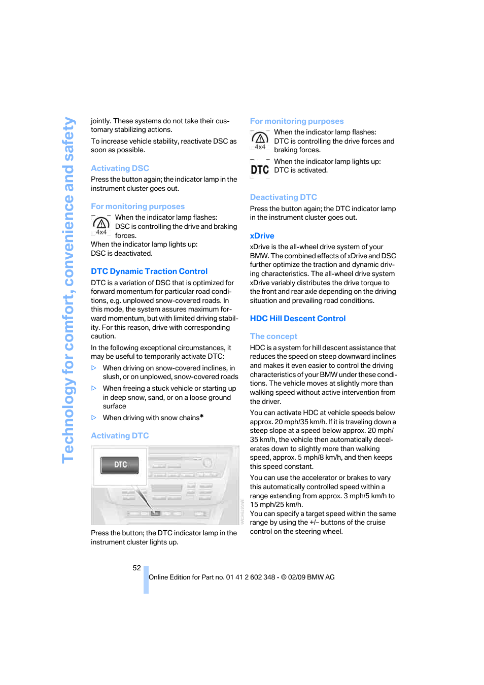 Technology for comfort, convenience and safety | BMW X3 xDrive30i 2010 User Manual | Page 54 / 144