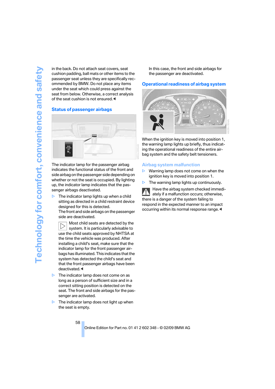 Technology for comfort, convenience and safety | BMW X3 xDrive30i 2010 User Manual | Page 60 / 144