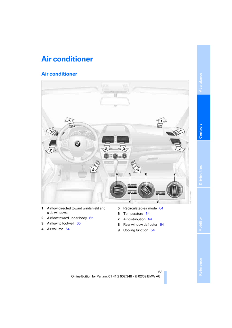 Air conditioner | BMW X3 xDrive30i 2010 User Manual | Page 65 / 144