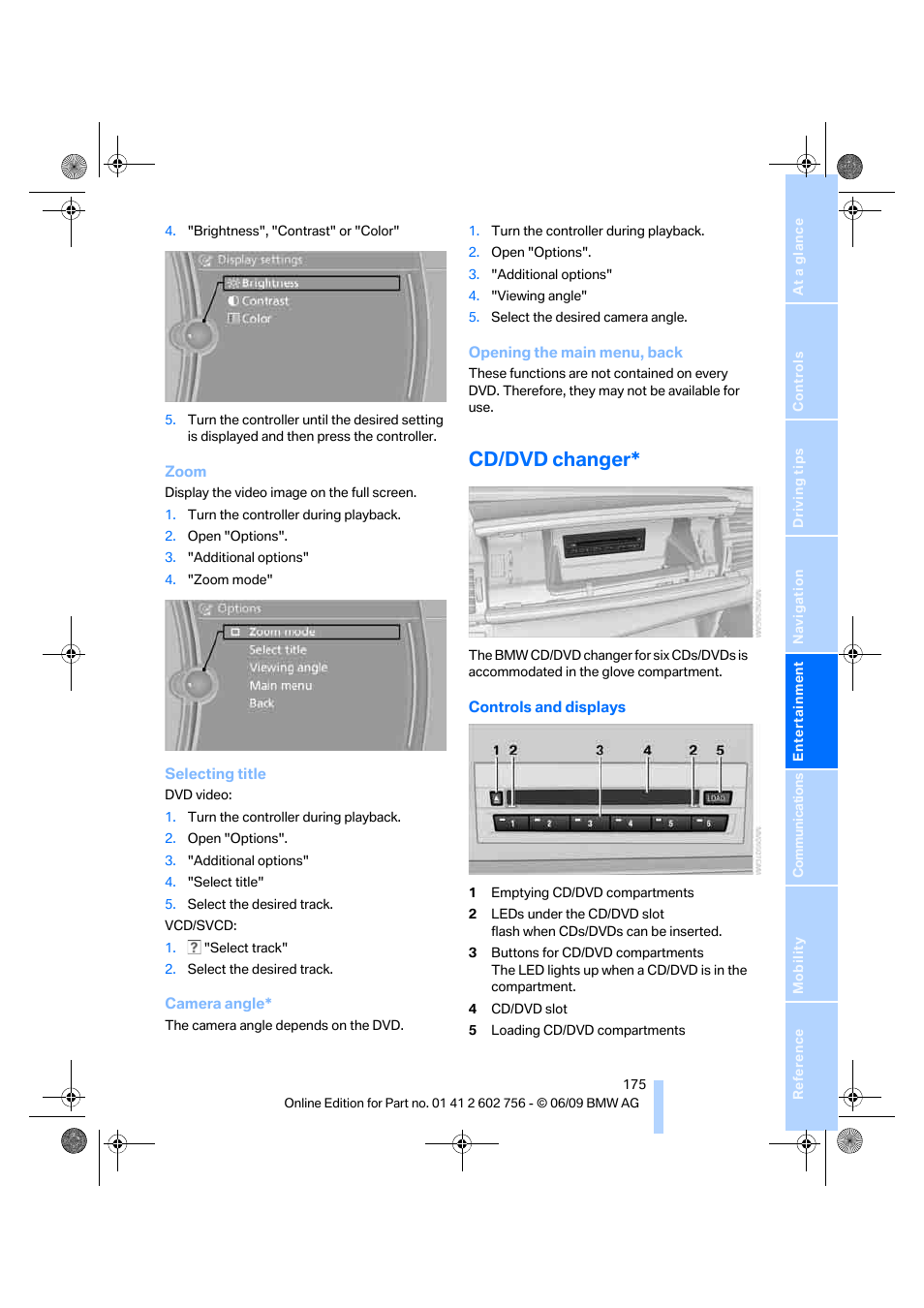 Cd/dvd changer | BMW X6 M 2010 User Manual | Page 177 / 300