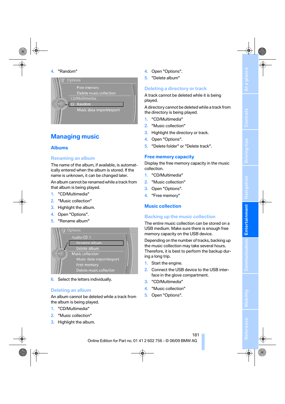 Managing music | BMW X6 M 2010 User Manual | Page 183 / 300