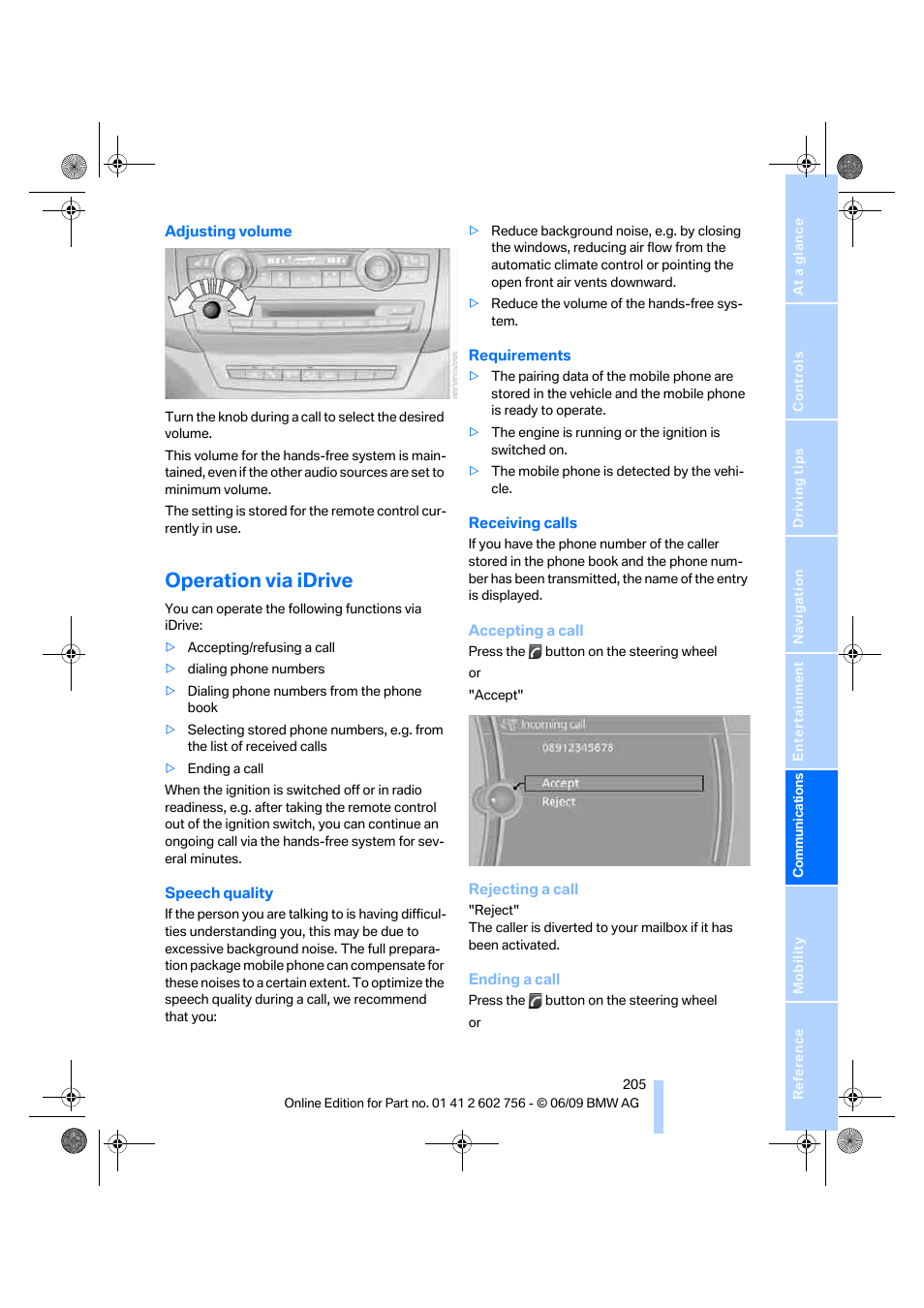 Operation via idrive | BMW X6 M 2010 User Manual | Page 207 / 300