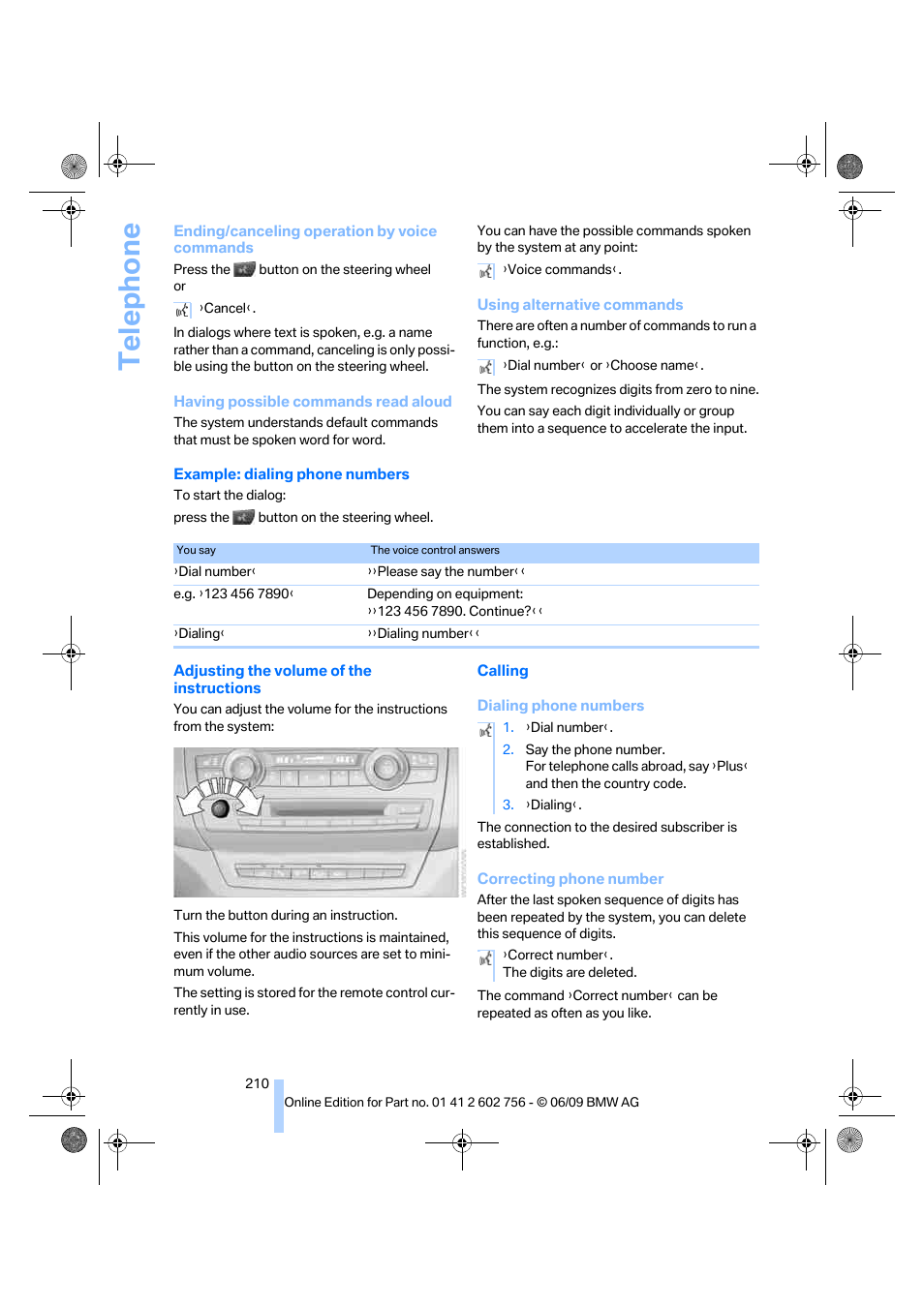 Te lephone | BMW X6 M 2010 User Manual | Page 212 / 300