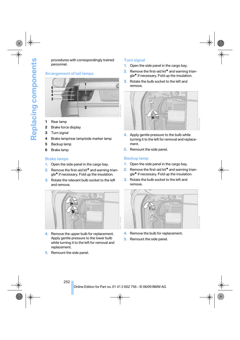 Replacing components | BMW X6 M 2010 User Manual | Page 254 / 300