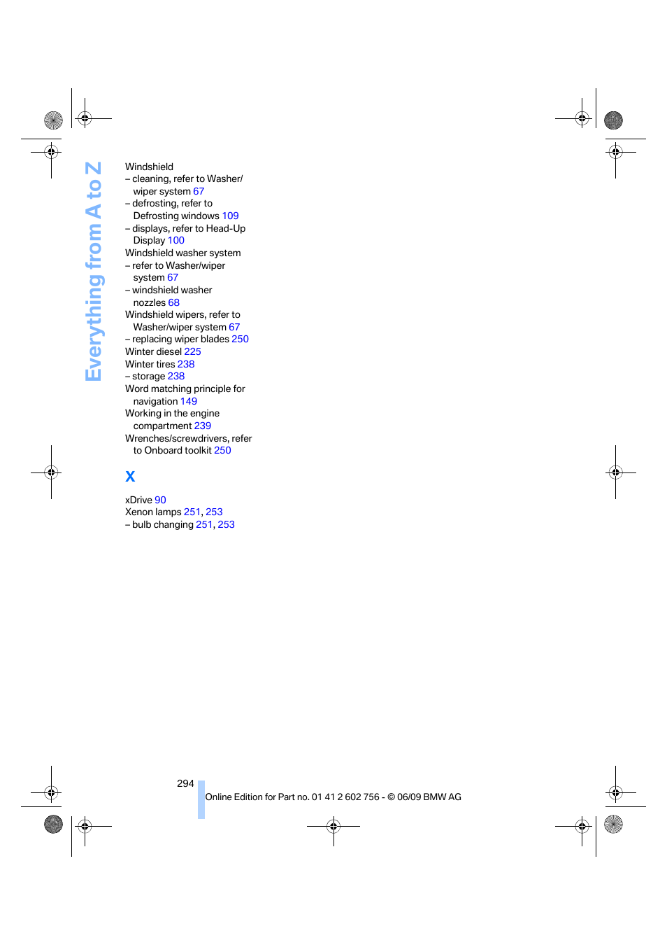 Everything from a to z | BMW X6 M 2010 User Manual | Page 296 / 300