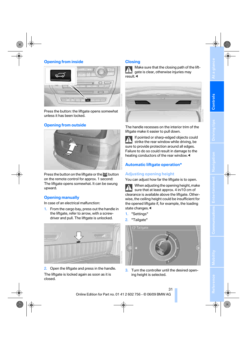 BMW X6 M 2010 User Manual | Page 33 / 300