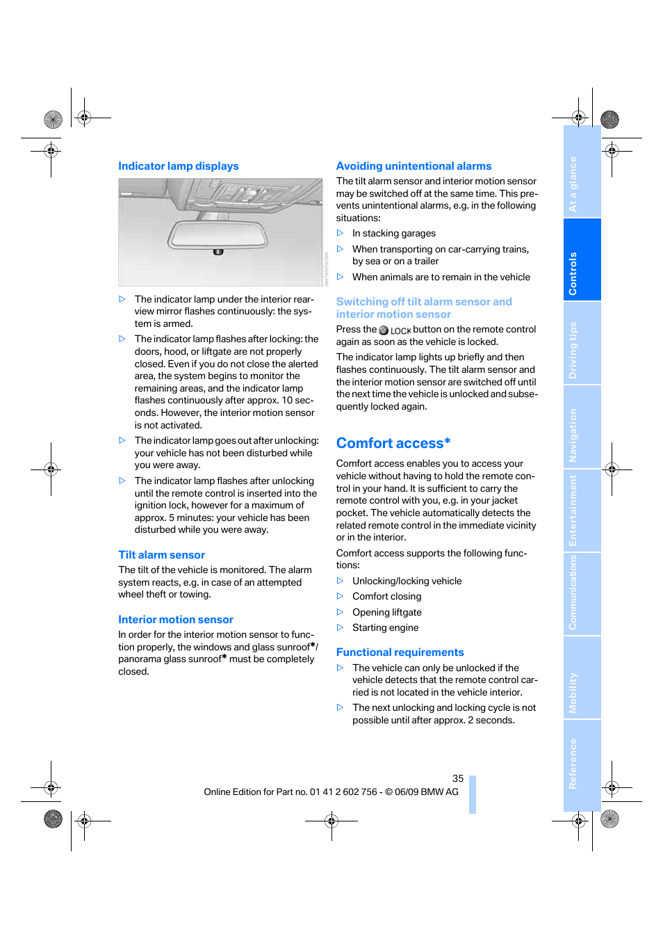 Comfort access | BMW X6 M 2010 User Manual | Page 37 / 300