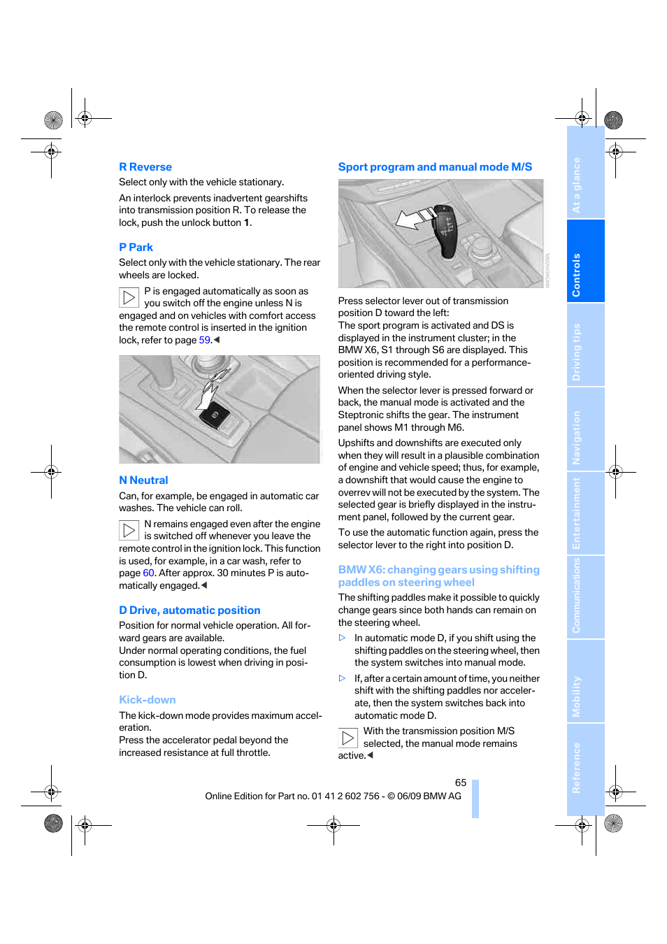 BMW X6 M 2010 User Manual | Page 67 / 300