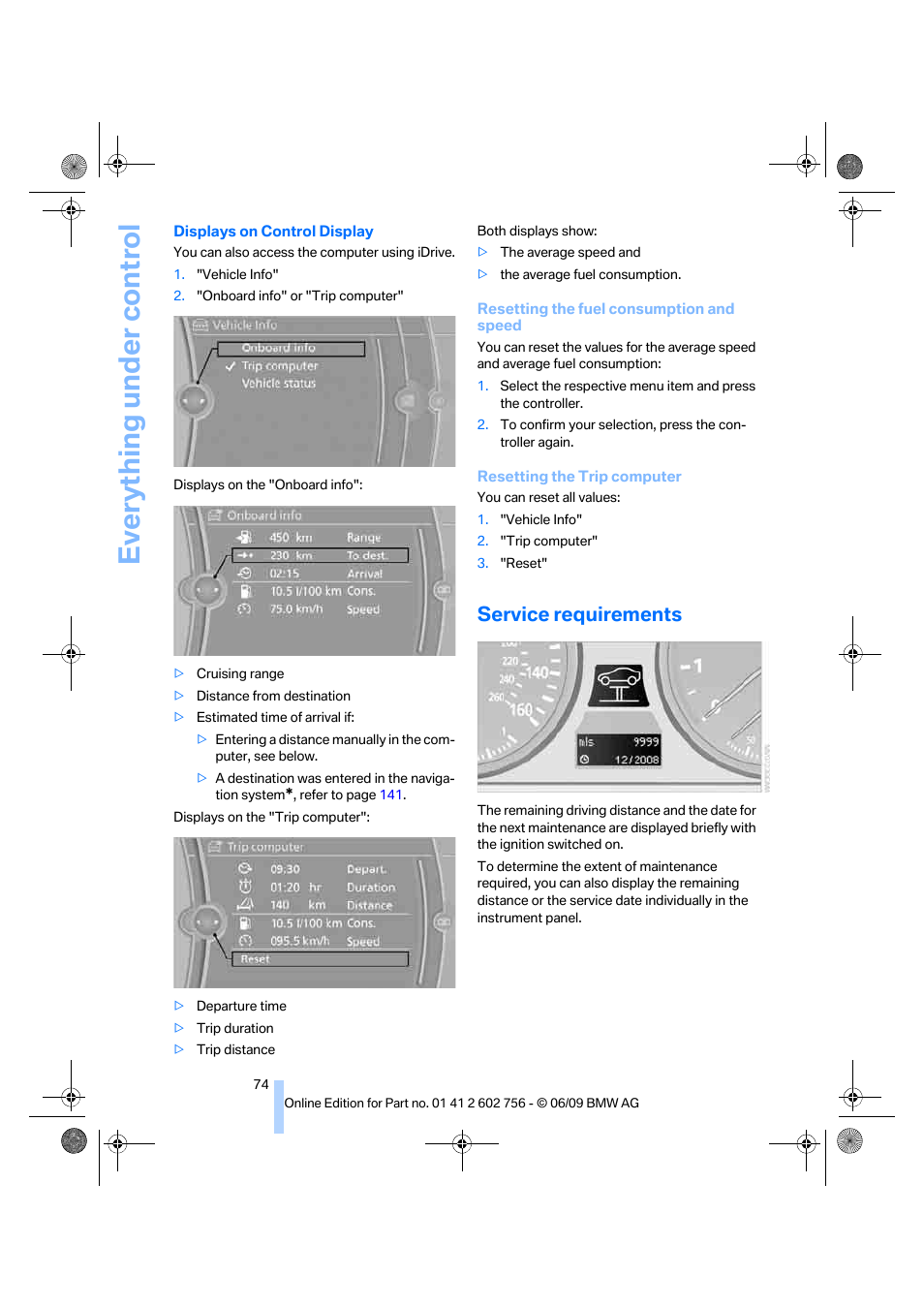 Service requirements, Everything under control | BMW X6 M 2010 User Manual | Page 76 / 300