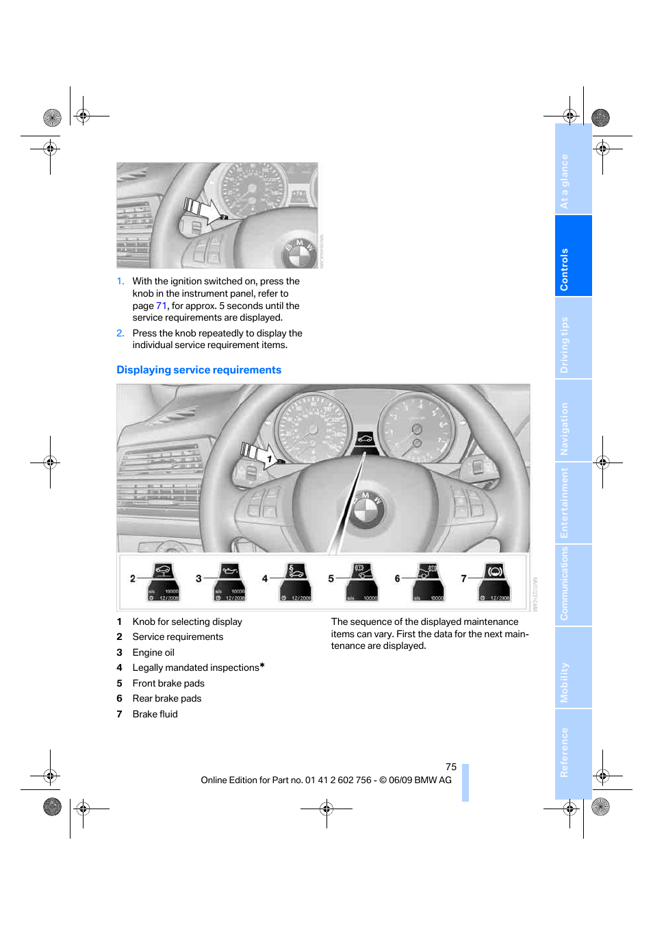 BMW X6 M 2010 User Manual | Page 77 / 300