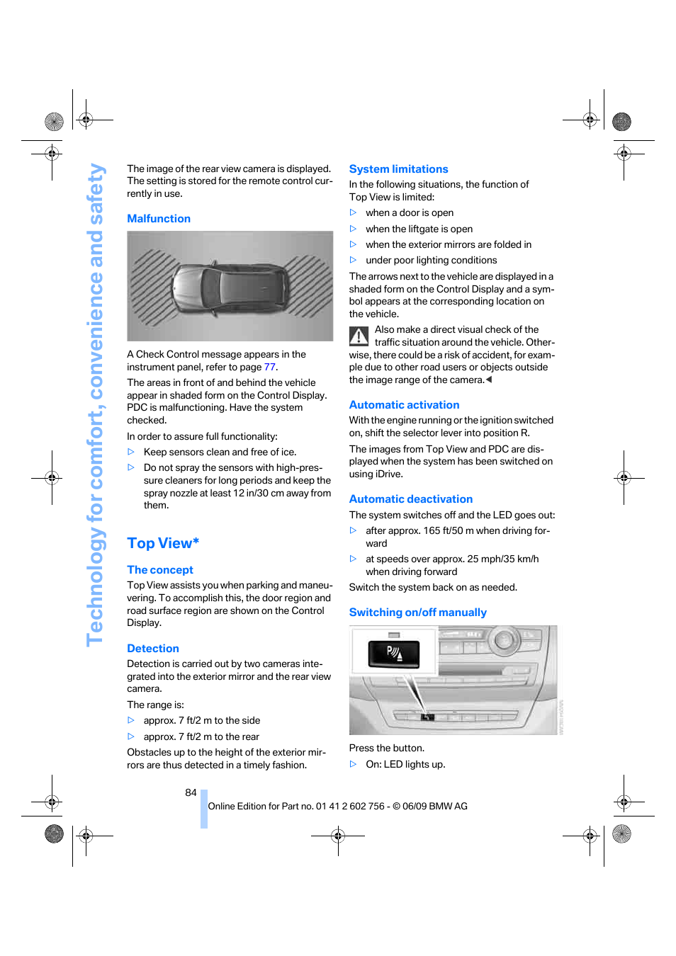 Top view, Technology for comfort, convenience and safety | BMW X6 M 2010 User Manual | Page 86 / 300