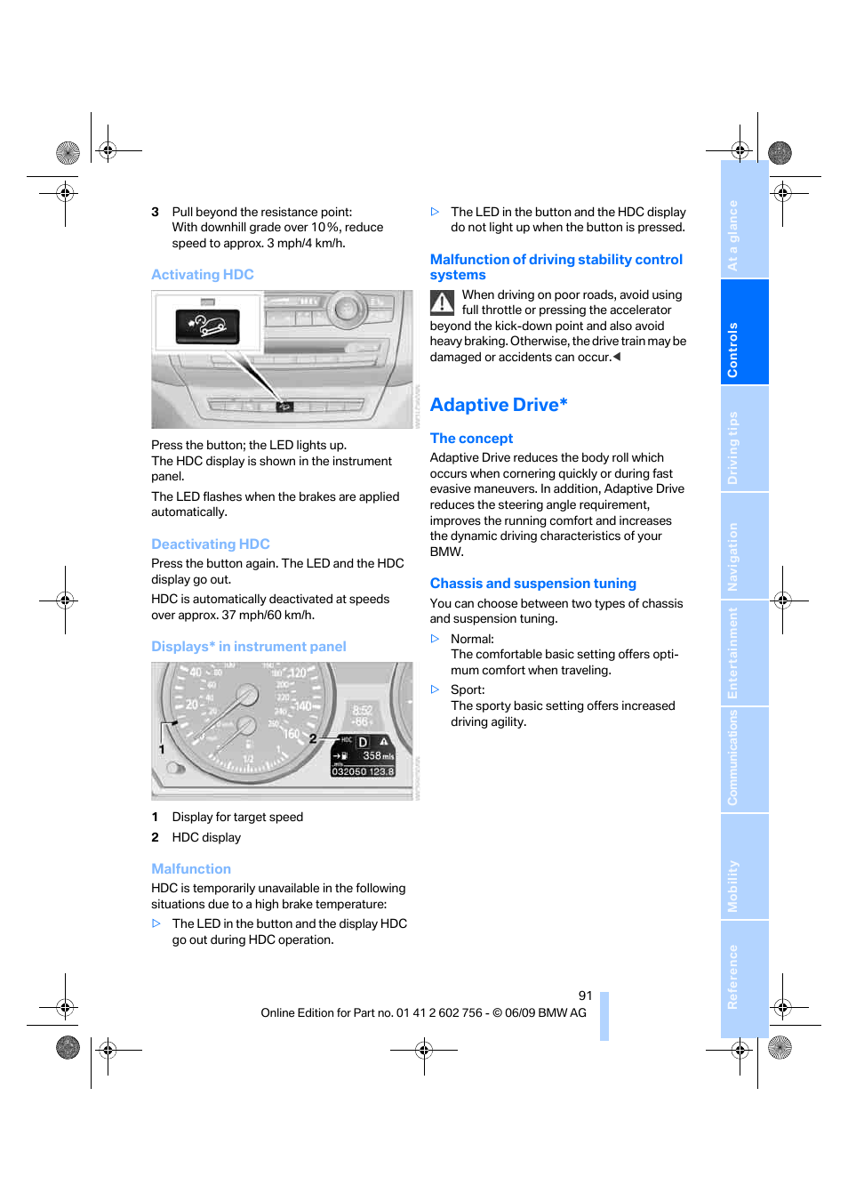 Adaptive drive | BMW X6 M 2010 User Manual | Page 93 / 300