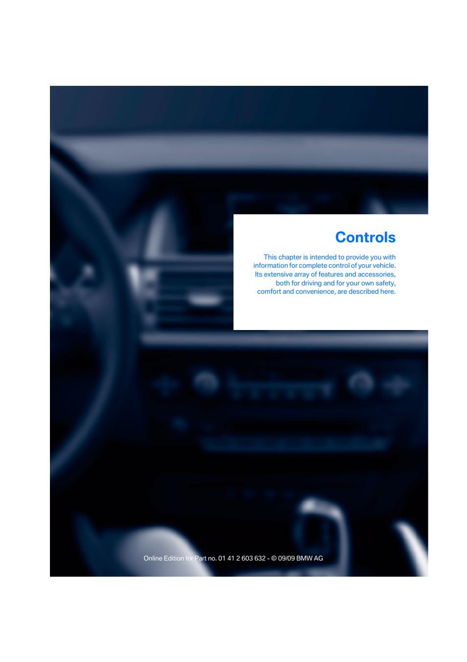 Controls | BMW ActiveHybrid X6 2010 User Manual | Page 13 / 54