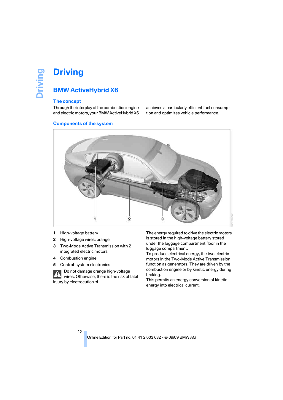 Driving, Bmw activehybrid x6 | BMW ActiveHybrid X6 2010 User Manual | Page 14 / 54