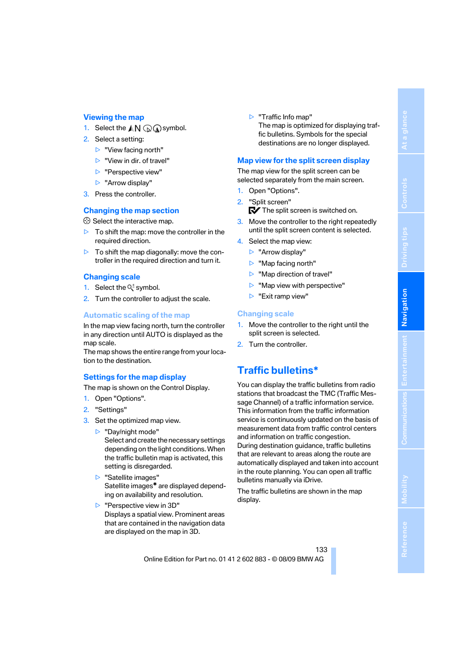 Traffic bulletins | BMW Z4 sDrive35i 2010 User Manual | Page 135 / 254