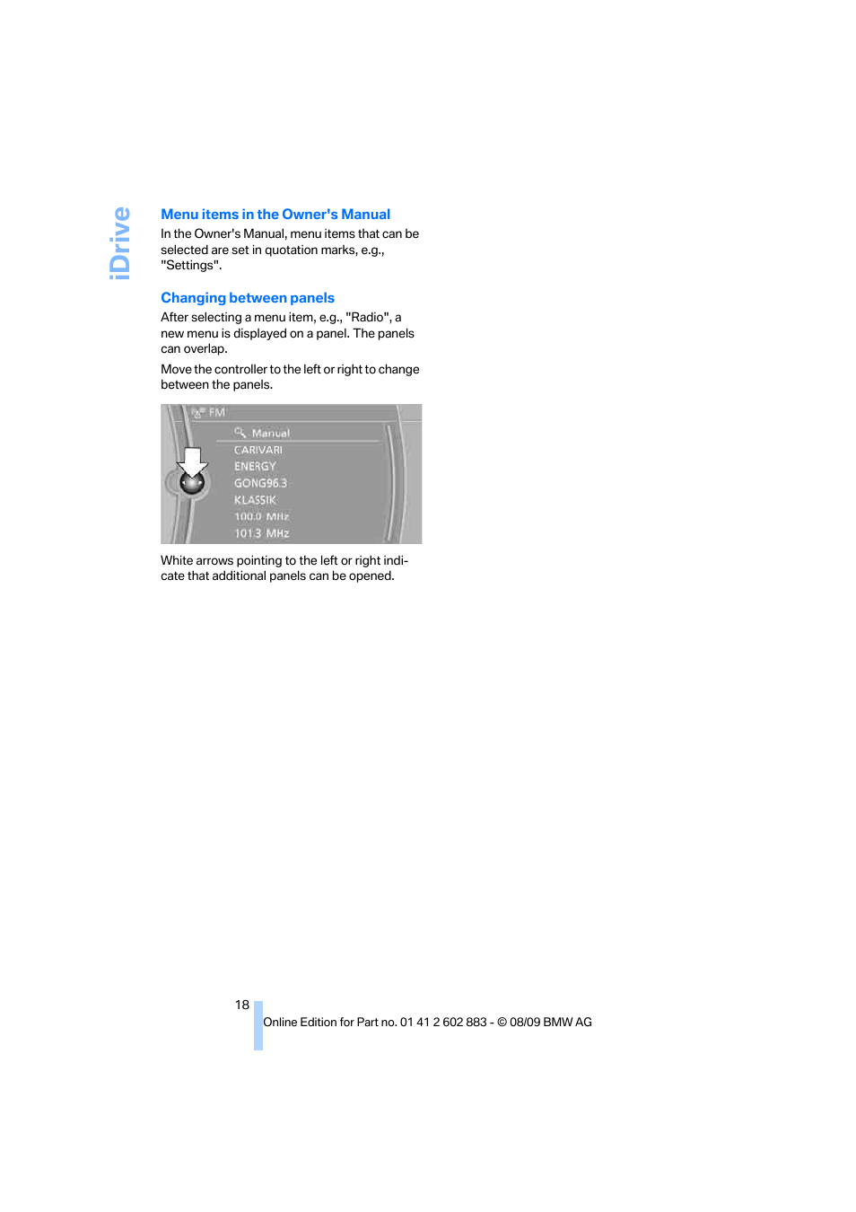 Idrive | BMW Z4 sDrive35i 2010 User Manual | Page 20 / 254