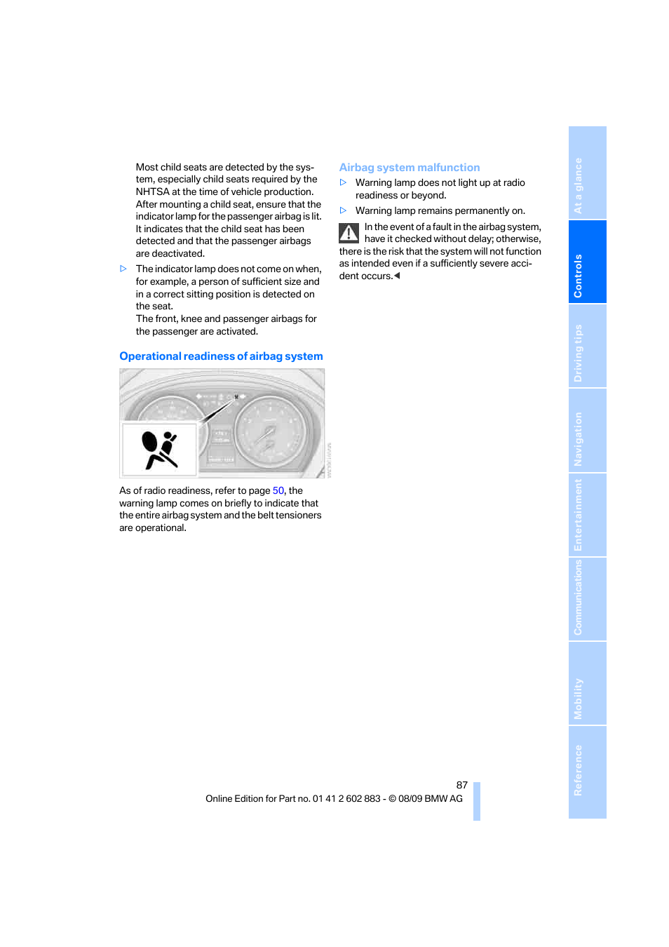 BMW Z4 sDrive35i 2010 User Manual | Page 89 / 254