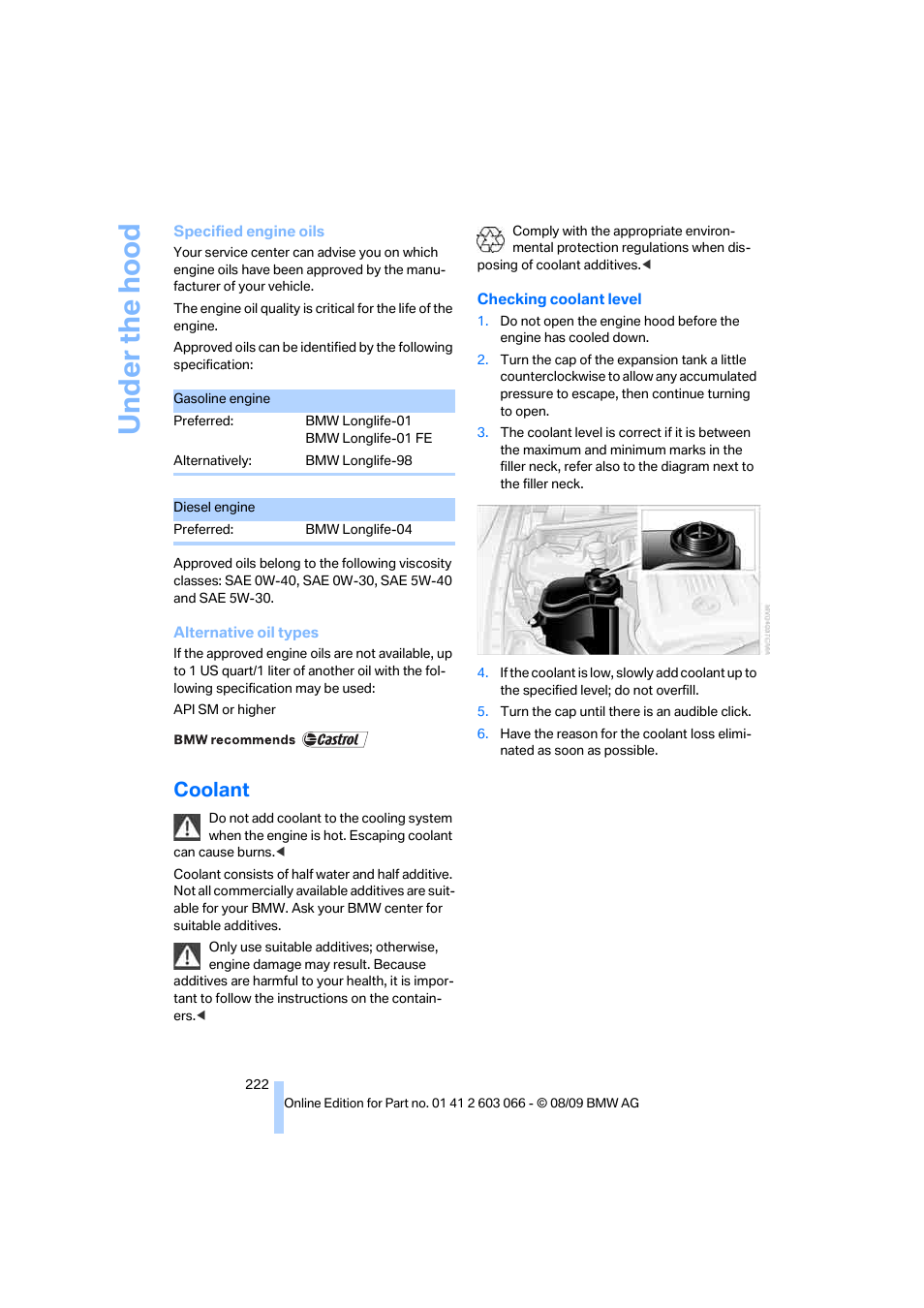 Coolant | BMW M3 Coupe 2010 User Manual | Page 224 / 274