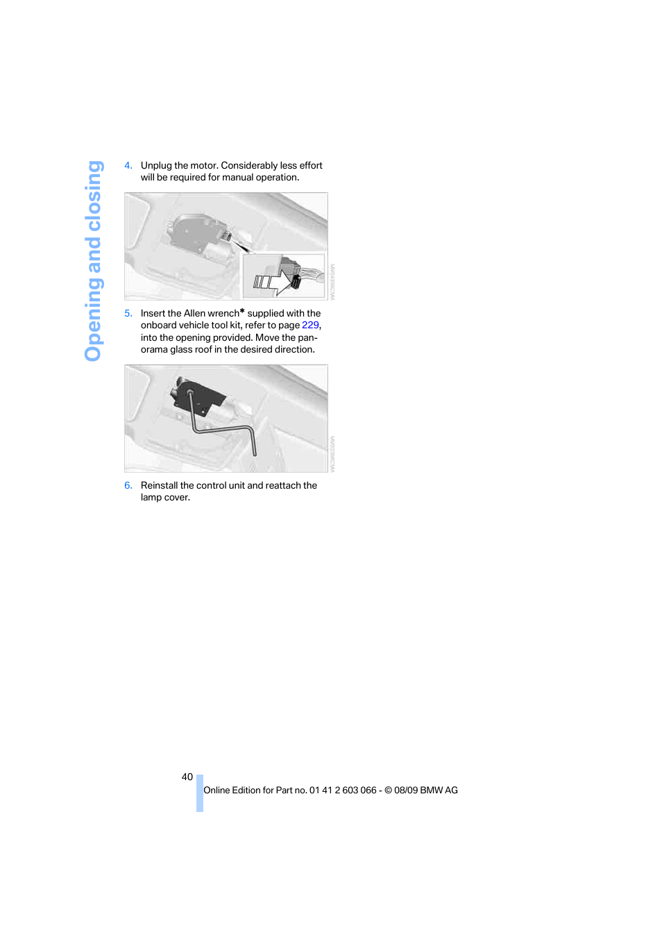 Opening and closing | BMW M3 Coupe 2010 User Manual | Page 42 / 274