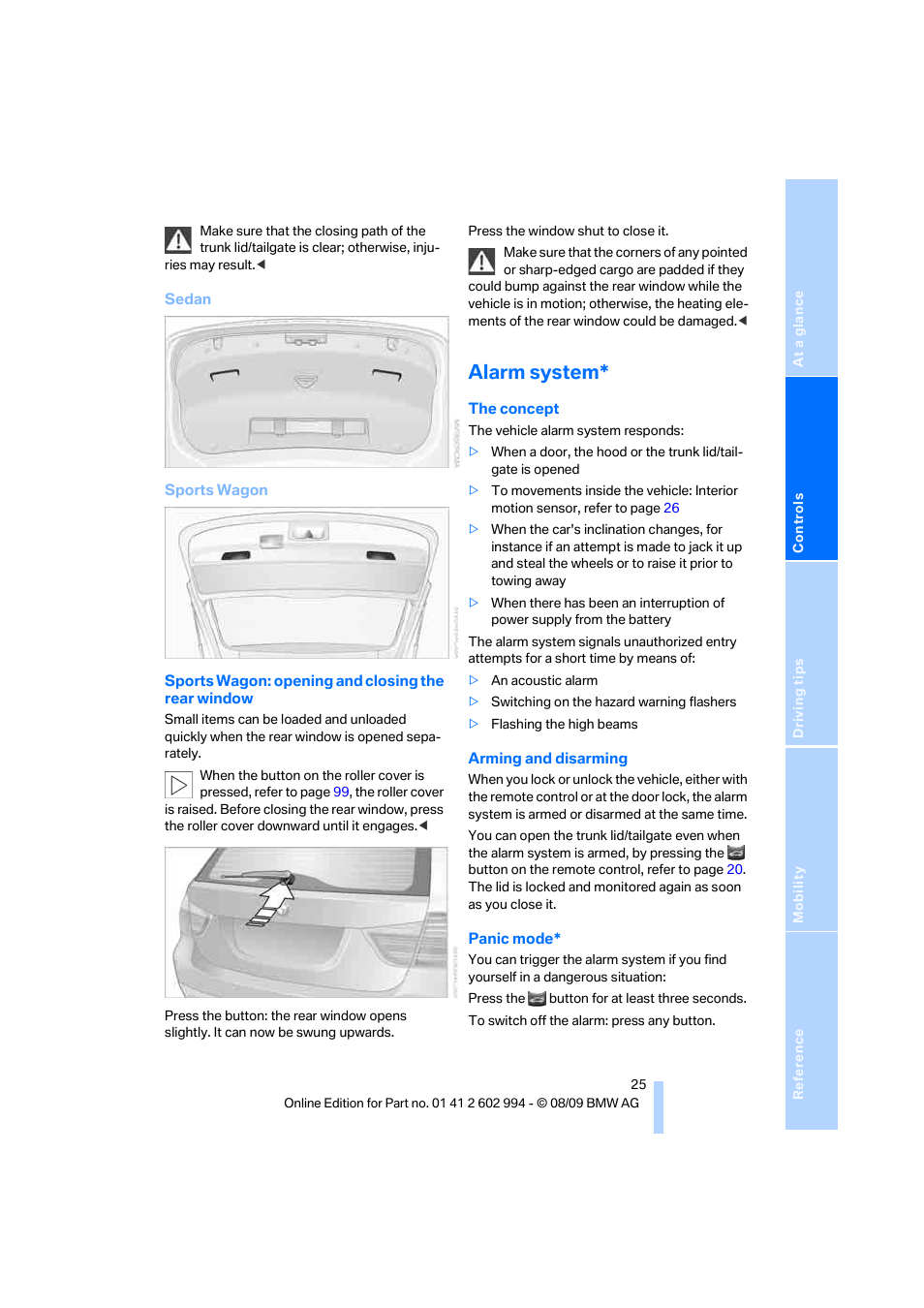 Alarm system | BMW M3 Sedan 2010 User Manual | Page 27 / 196