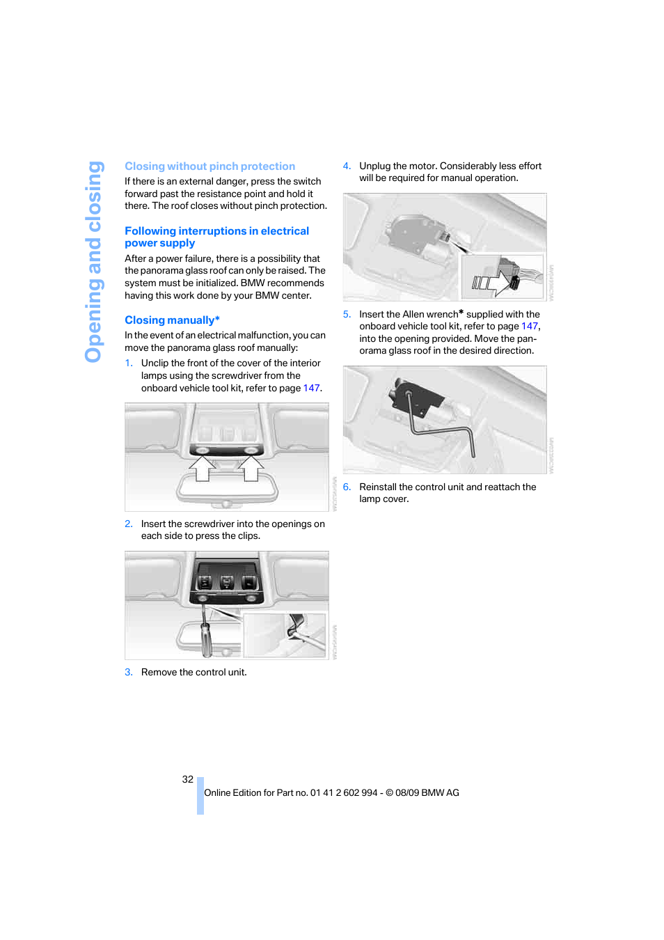 Opening and closing | BMW M3 Sedan 2010 User Manual | Page 34 / 196