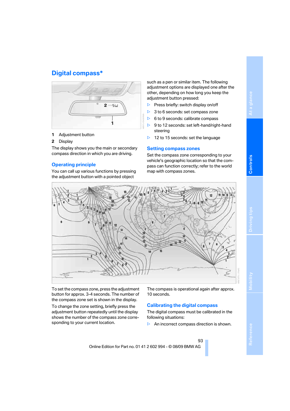 Digital compass | BMW M3 Sedan 2010 User Manual | Page 95 / 196