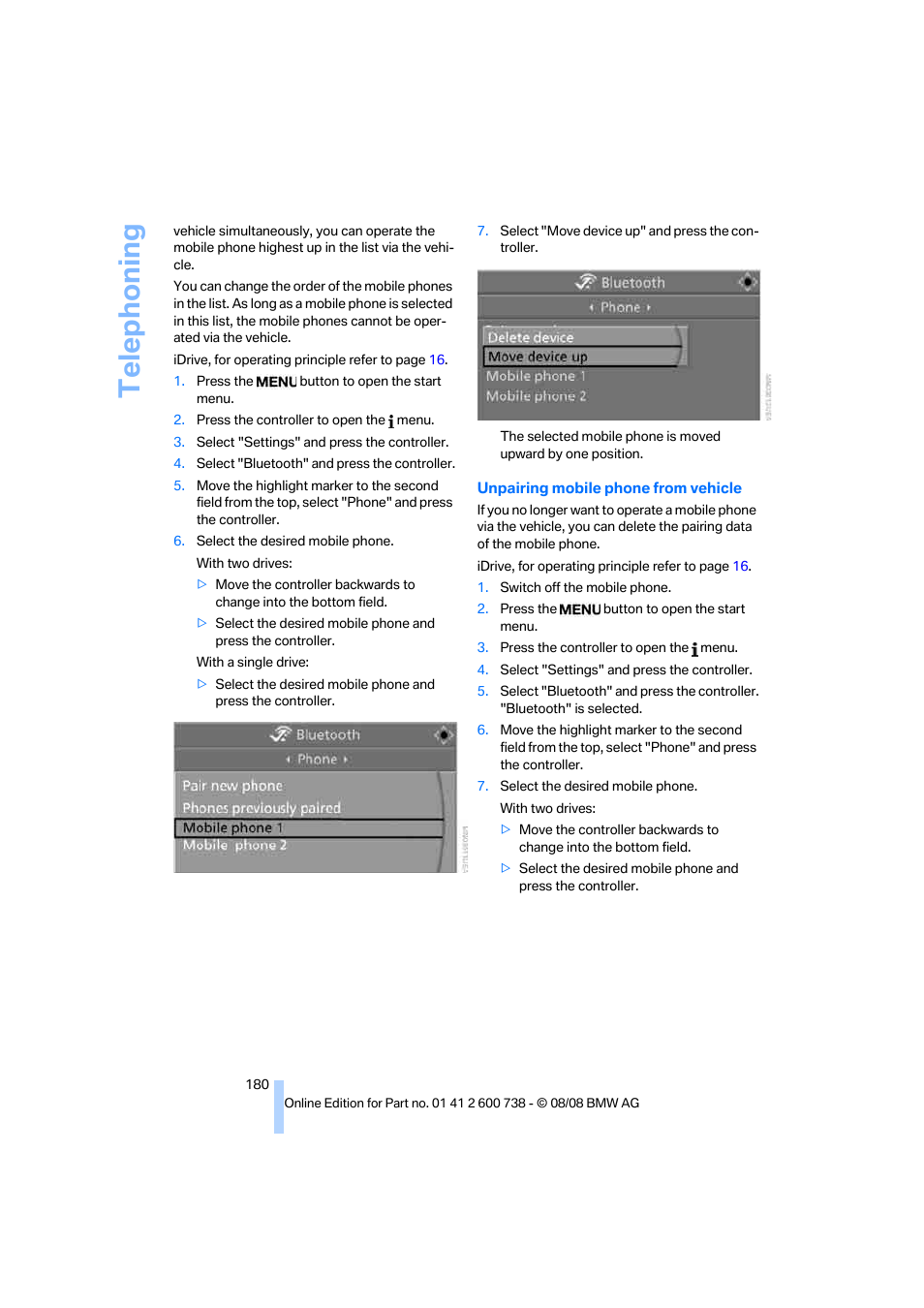 Telephoning | BMW M5 Sedan 2009 User Manual | Page 182 / 266