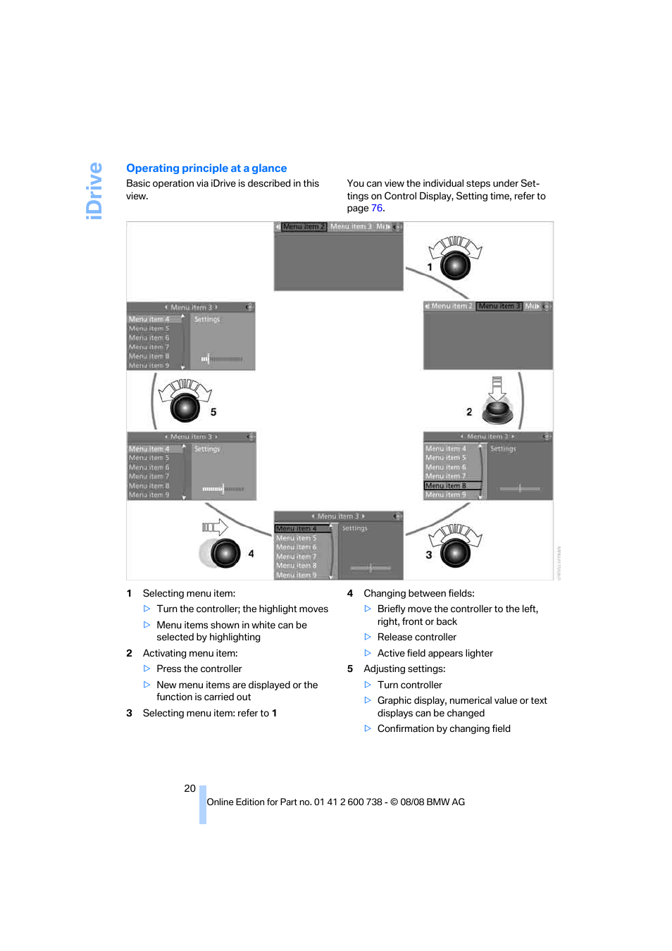 Idrive | BMW M5 Sedan 2009 User Manual | Page 22 / 266