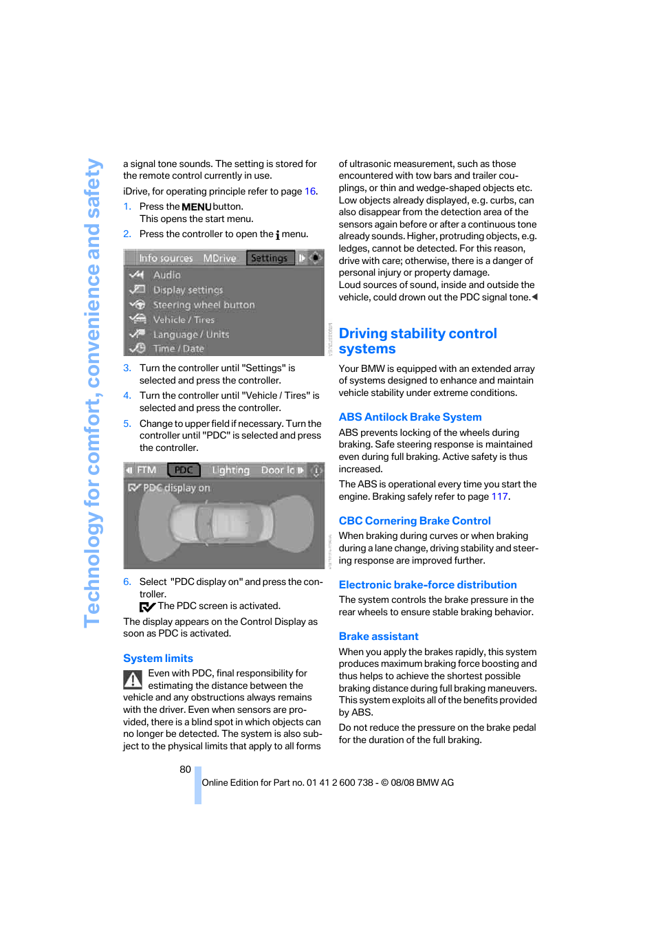 Driving stability control systems, Technology for comfort, convenience and safety | BMW M5 Sedan 2009 User Manual | Page 82 / 266