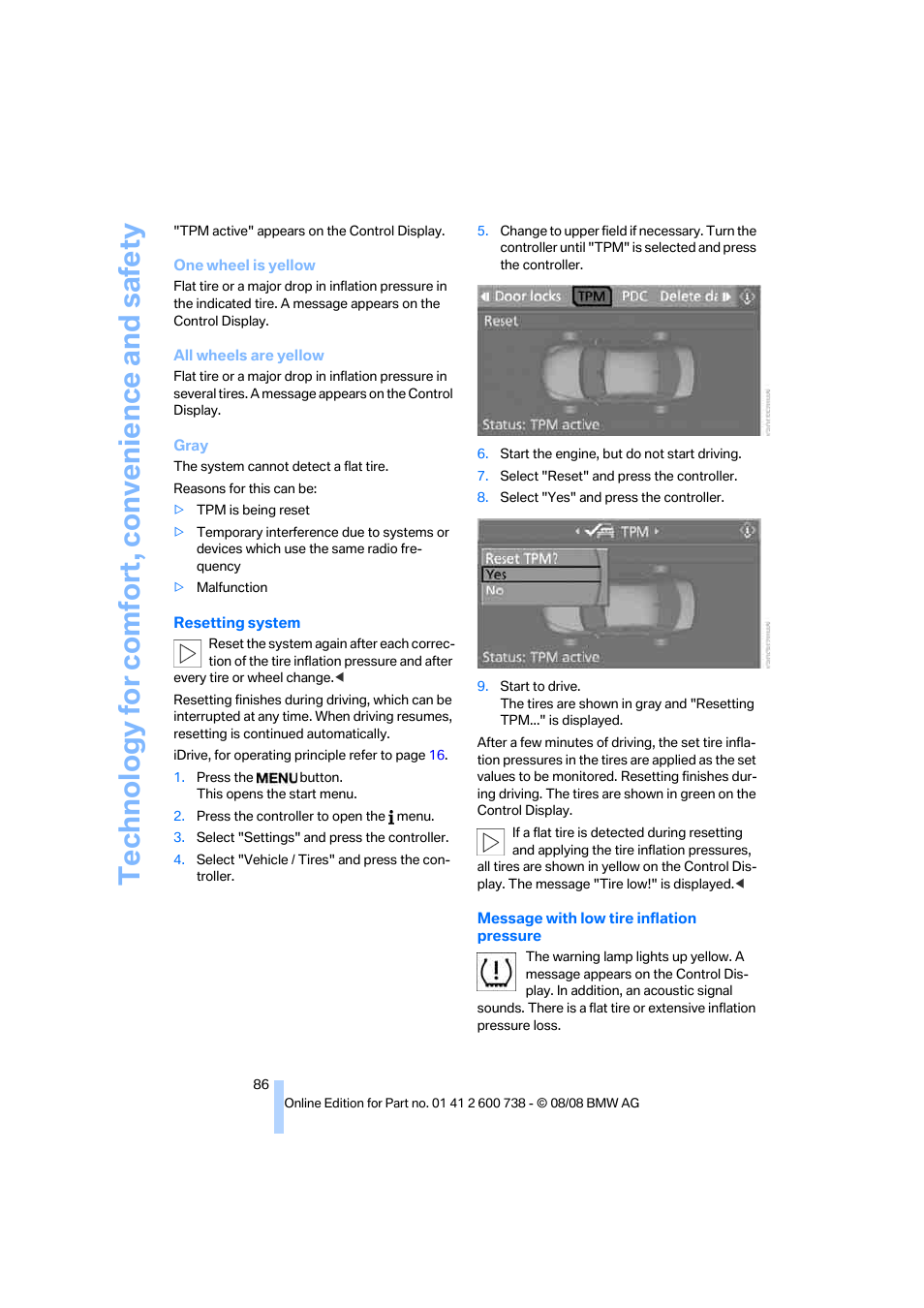 Technology for comfort, convenience and safety | BMW M5 Sedan 2009 User Manual | Page 88 / 266