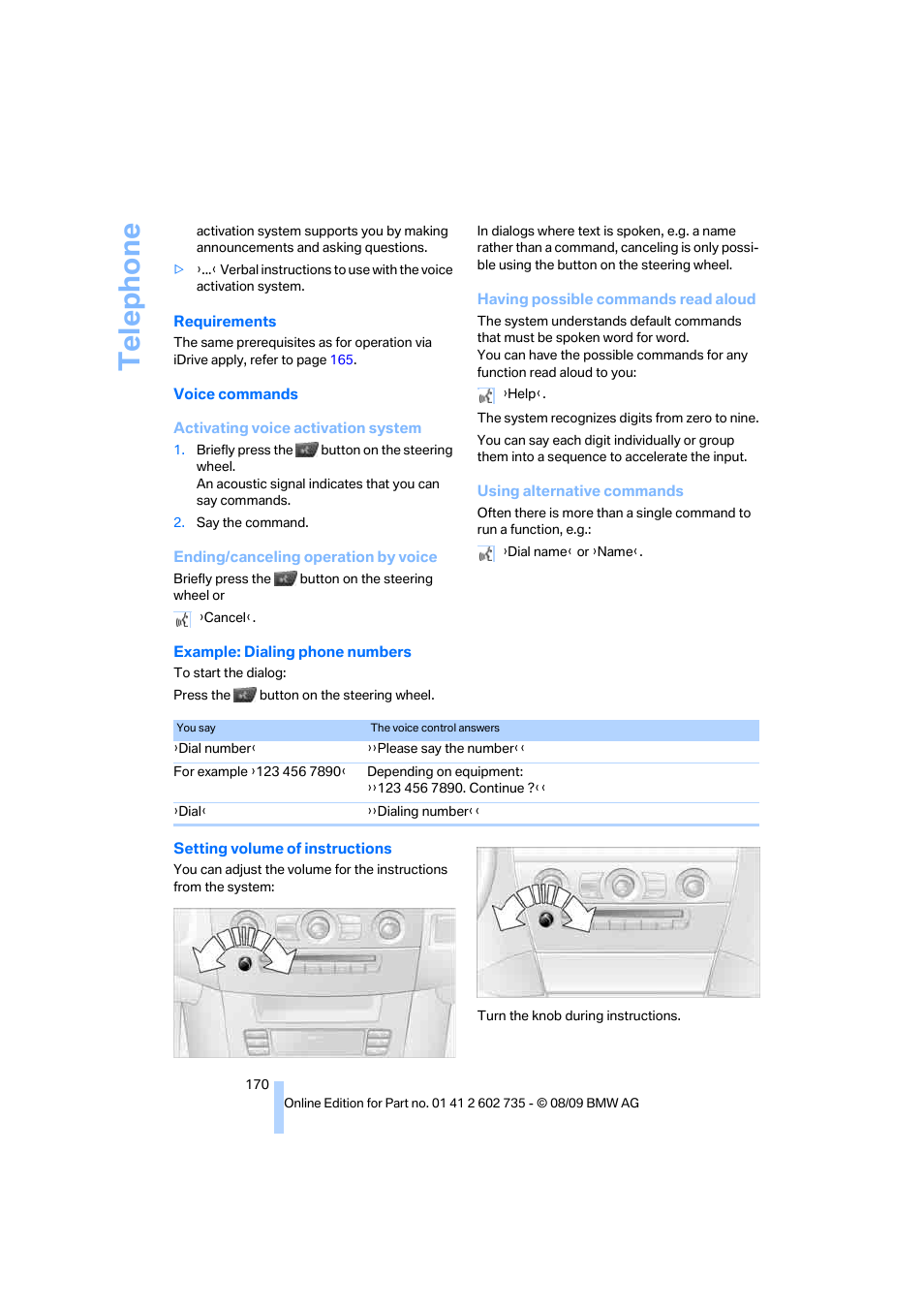 Telephone | BMW M6 Convertible 2010 User Manual | Page 172 / 250