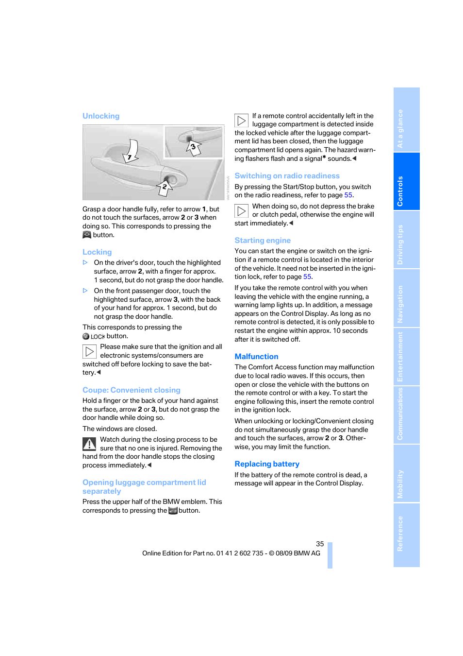 BMW M6 Convertible 2010 User Manual | Page 37 / 250