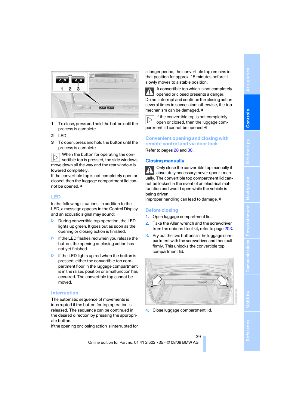 BMW M6 Convertible 2010 User Manual | Page 41 / 250