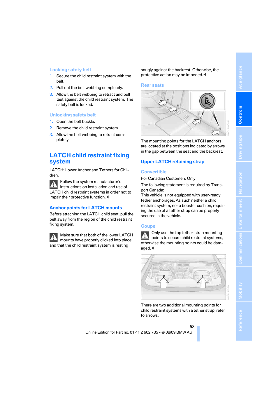 Latch child restraint fixing system | BMW M6 Convertible 2010 User Manual | Page 55 / 250