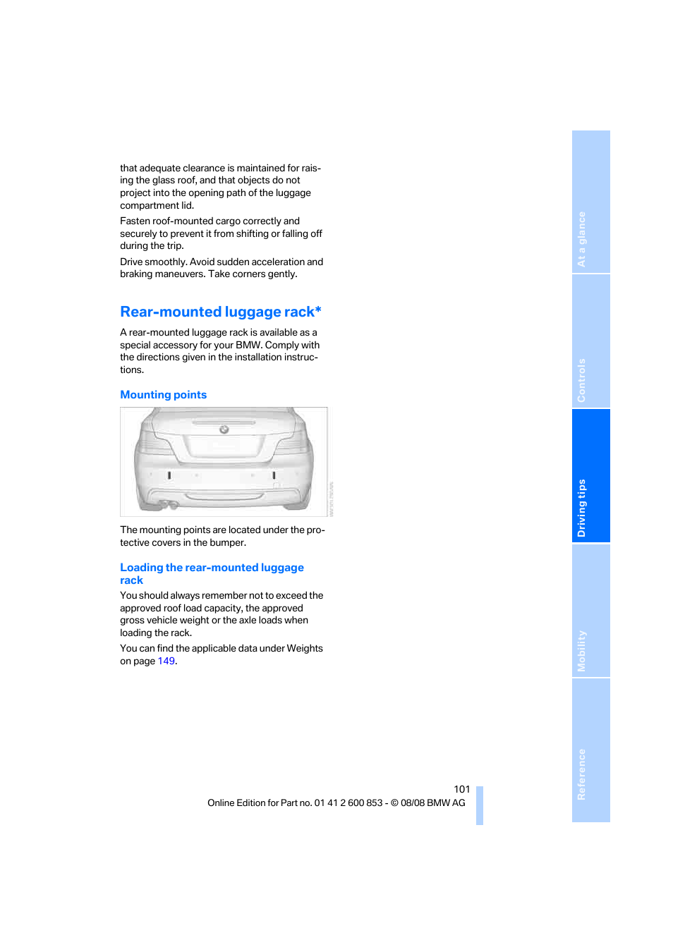 Rear-mounted luggage rack | BMW 135i Convertible 2009 User Manual | Page 103 / 166