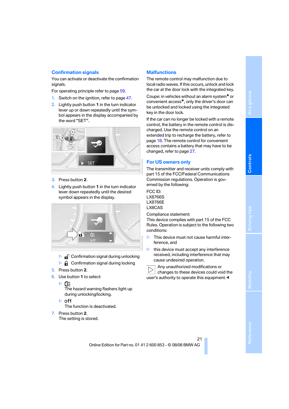 BMW 135i Convertible 2009 User Manual | Page 23 / 166